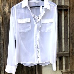 Guess , white long sleeve blouse
